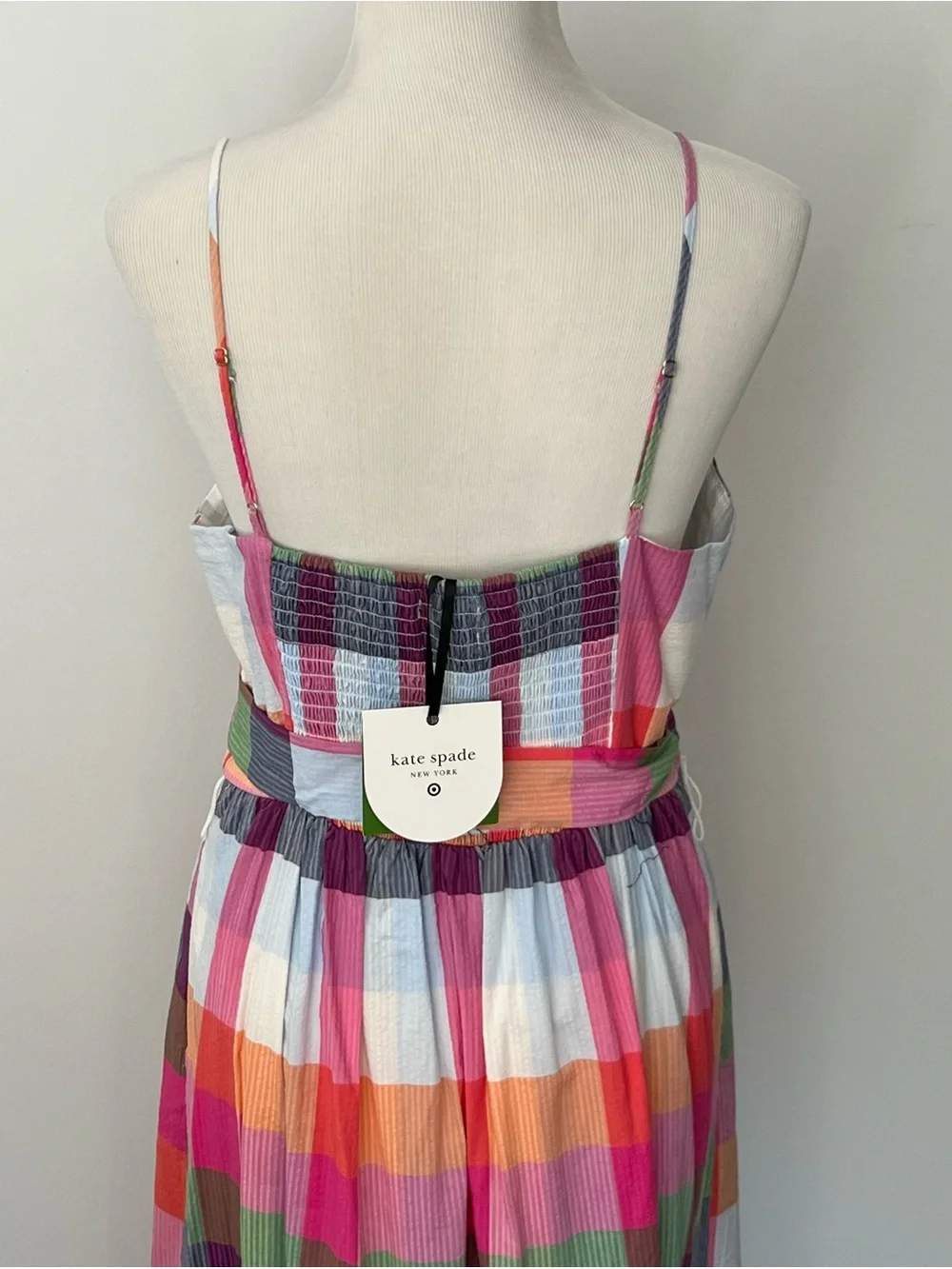 kate spade/Target Madras Plaid Midi Dress in Pink, Purple, Green, Peach, White